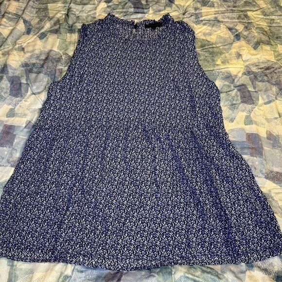 Rachel Zoe Blue Sleeveless Babydoll Crewneck Keyhole Back Blouse Top Size XL - Picture 2 of 5